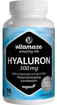 Immagine prodotto di Vitamaze Acido ialuronico 300 mg capsule vegane ad alto dosaggio, 90 capsule