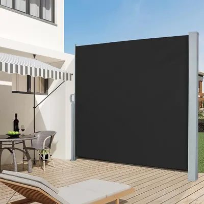 Produktbild von Livingandhome Seitenmarkise Sicht- & Windschutz – Dunkelgrau, 180x300 cm, UV 30+, wetterfest