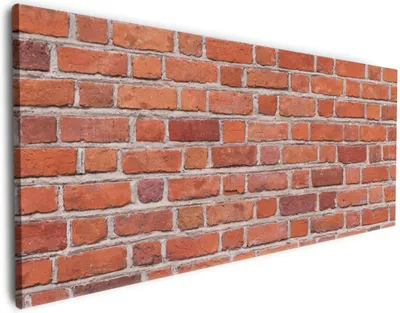 Produktbild von Wallario Premium Leinwandbild Rote Ziegelsteinwand - Backsteine in Größe 80 x 200 cm
