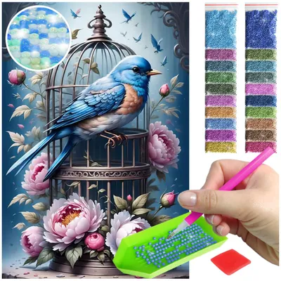Zdjęcie produktu dla Haft diamentowy ARTULIO - Kolorowy smok fantasy - 60 x 40 cm - Świecące diamenty AB - Diamond painting, Kompletny zestaw: mozaika + akcesoria