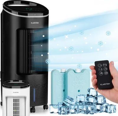 Image de Klarstein Rafraichisseur d'Air Mobile 4 en 1, Refroidisseur d'Air par Evaporation, Mode Nuit, Humidificateur, Ventilateur, Climatiseur Mobile Sans Évacuation et Silencieux, 65W, Débit d'Air 330m³/h