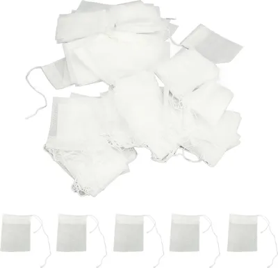 Immagine prodotto di 500 bustine filtro con cordoncino, in tessuto non tessuto, per tè sfuso, erbe aromatiche e medicina cinese