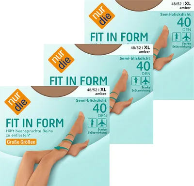 Produktbild von NUR DIE 3-Pack Feinstrumpfhose Fit in Form Große Größen 40 DEN - amber - 48-52