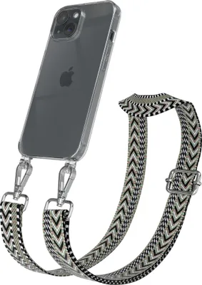Produktbild von EAZY CASE Handykette - Verstellbarer Trageriemen kompatibel mit Apple iPhone 15, Handykordel mit transparenter Silikon-Hülle, Band in Grün