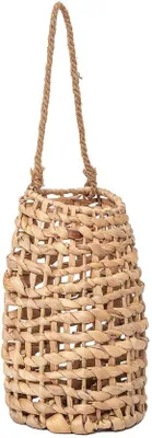 Immagine prodotto di Cestino sospeso in rattan di giacinto d'acqua intrecciato a mano, per la decorazione di balconi e giardini