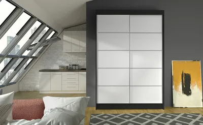 Obrázek produktu pro Moderní šatní skříň LINH 4 - šířka 120 cm, černá / bílá