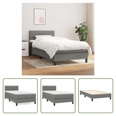 Produktbild von The Living Store Boxspringbett mit Matratze Dunkelgrau 90x190 cm Stoff