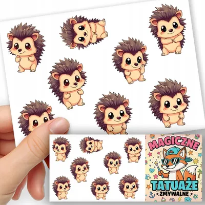 Image de TATOUAGES EPHEMERES POUR ENFANTS - Animaux Hérisson Hérisson - 8 pcs