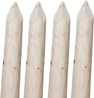 Produktbild von TIMBERMIK ø 7cm 4-Pack Spitze Holzpalisaden Länge: 200 cm Holzpfähle Garten Palisade Kieferholz Zaunpfosten Witterungsbeständig Nicht Imprägniert