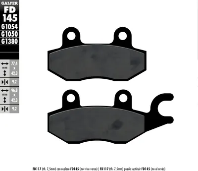 Produktbild von Bremsbeläge Set Galfer FD145G1054 & FD187G1054 Semi-Metall vorne & hinten für Kymco Like 125 ccm