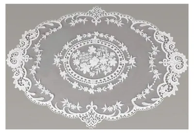 Produktbild von 1 x weiße Retro-Spitzen-Tischsets, französische Häkeldeckchen, handgefertigt, bestickt, Bauernhaus-Stil, Platzsets (30,5 x 40,6 cm)
