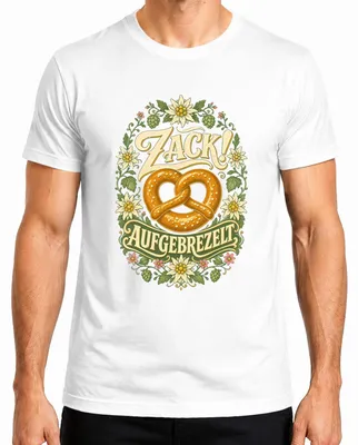 Imagen del producto de Zack! Pretzel, Edelweiss, traje tradicional, camisa de traje tradicional, pantalones de cuero, camiseta para hombre, blanco, talla S