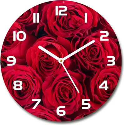 Produktbild von Wanduhr aus Glas 30fi Glasbild Glasuhr Gehärtetes Glas - weisse-zeiger - Roses
