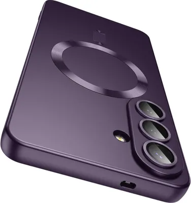 Image de Coque magnétique pour Samsung Galaxy S26 Coque en silicone mate avec protection pour l'objectif de l'appareil photo, compatible avec MagSafe Violet