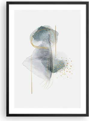 Produktbild von Gerahmtes Poster - Schwarzer Rahmen - Aquarell Flecken Gold - 50x70 cm - Wand Bild - Wanddeko - Wandbilder - Kunstposter - Wandposter - Bilderrahmen - Bilder - Kunstdruck - P2BPA50x70-4830