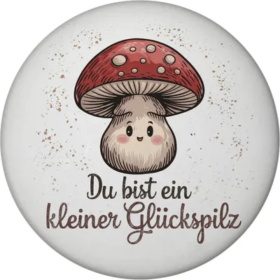 Produktbild von Pilz mit Gesicht Magnet rund - Glückspilz