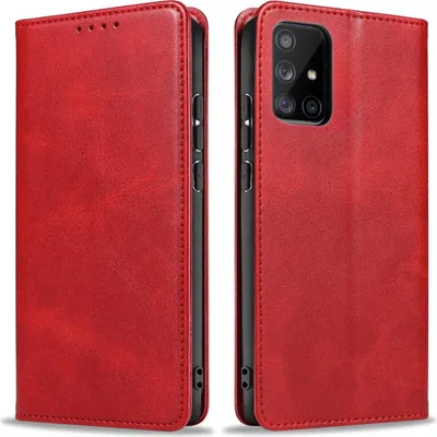 Produktbild von Handyhülle für Samsung Galaxy A51 Kunstleder Flip Cover Hülle Handytasche Case Kartenfach Farbe: Rot