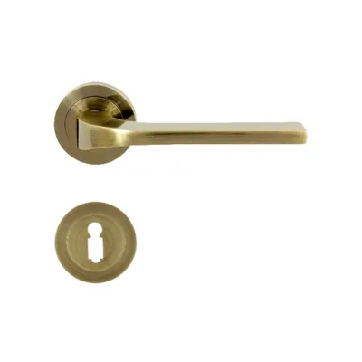 Produktbild von DOMINO Türgriff Drückergarnitur BB-Buntbart Set | Rund-Rosette | Türklinke für Bürotür, Kellertür & Innentür | aus Aluminium | Bronze Farbe| TIPO-R M3