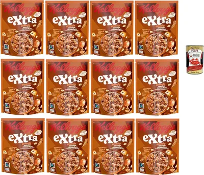 Produktbild von Cereali Extra "Nocciole Caramellate" | Probieren Sie Karamellisierte Haselnüsse| breakfast Cereals, Müsli mit knusprigem Hafer | 12x 375g + Italian Gourmet polpa 400g