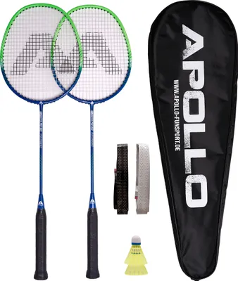 Produktbild von Apollo Badminton Set "Match Pro 800" Badmintonschläger Federballschläger Set inkl. Tasche Blau/Grün