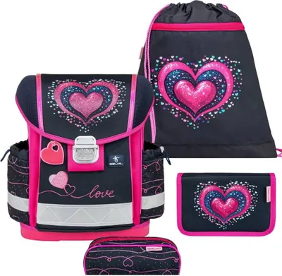 Produktbild von Belmil Classy ergonomisches Schulranzen-Set 4-teilig "Dark Pinky" mit Brustgurt