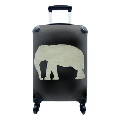 Produktbild von MuchoWow® Koffer Handgepäck Trolley Rollkoffer Kleine Reisekoffer mit 4 Rollen - Elefant - Karte - Retro - Cabin Size < 55x40x23 cm & 55x40x20 cm - Fotokoffer - Kabinenkoffer - Boardgepäck - Reise-Box - Reisekoffer - Reisegepäck - Koffer mit Bild - Trolley für Kinder