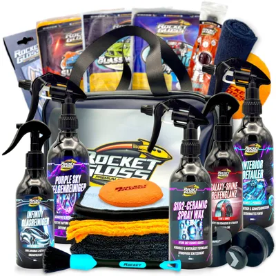 Produktbild von Rocket Performance Bag 17-teilig Autopflege Set - Auto Reinigungsset für Innen und Außen - Auto Geschenkset - All-in-one Detailing Tasche