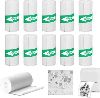 Produktbild von Selbstklebendes Thermopapier 10 Rollen, 56 x 25 mm, für Fotos, Studiennotizen, Weiß
