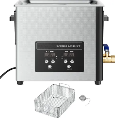 Immagine prodotto di SucceBuy Pulitore a ultrasuoni 10 L, macchina per la pulizia professionale con cestello e display digitale, 180 W in acciaio inox 40 kHz per parti, carburatori e strumenti