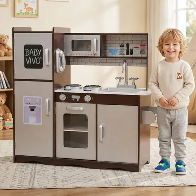 Produktbild von Baby Vivo Kinderküche Spielküche aus Holz - Toni in Braun