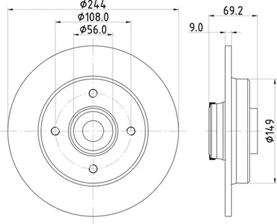 Produktbild von 2x HELLA Bremsscheibe 8DD 355 132-161 für OPEL Crossland X (P17) für DS DS 3