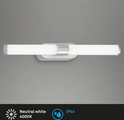 Immagine prodotto di BRILONER - Lampada LED a specchio per bagno, lampada a specchio per bagno, IP44, colore luce bianca neutra, 6W, cromo opaco, 40 cm