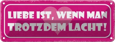 Produktbild von vianmo Blechschild 10x27 cm Liebe wenn man trotzdem lacht Dekoration