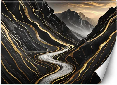 Produktbild von Vlies fototapete Abstrakte Landschaft 450x315 cm Feeby Schwarz inkl. Kleber einfache Montage