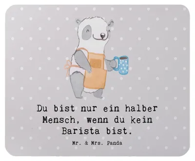 Produktbild von Mr. & Mrs. Panda Mousepad Barista Herz - Grau Pastell - Geschenk, mousematte, Ausbildung, Kaffee, mauspad laptop, Mouse Pad