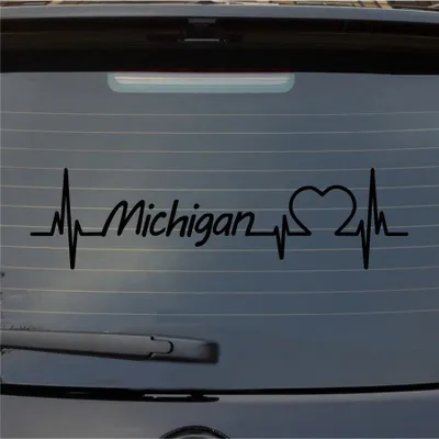 Produktbild von Heckscheibenaufkleber Hellweg Druckerei Michigan Herzschlag Puls Staat USA Liebe 55x20 cm Schwarz Matt Auto Aufkleber Sticker