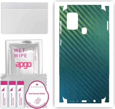 Produktbild von apgo Rückseite + Seiten Schutzfolie, Skin, kompatibel mit Samsung Galaxy M31, Hinten Displayschutzfolie aus Vinylfolie, kratzfest, einfache Montage - Kohlenstoff-Chamäleon CAKA1