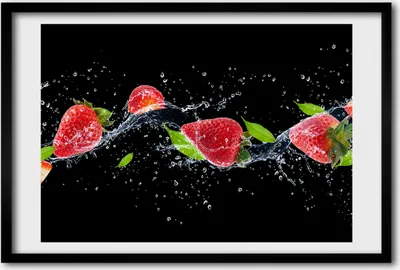 Produktbild von Bild 60x40 MDF-Rahmen, Wandkunst Erdbeeren und Wasser
