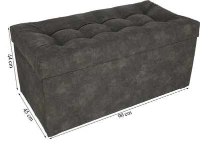Produktbild von mg design Polsterhocker, 45x90 cm, Farbe Graphit – weicher Sitz, aufklappbar mit Stauraum (105l) hält einer Belastung von bis zu 100 kg stand