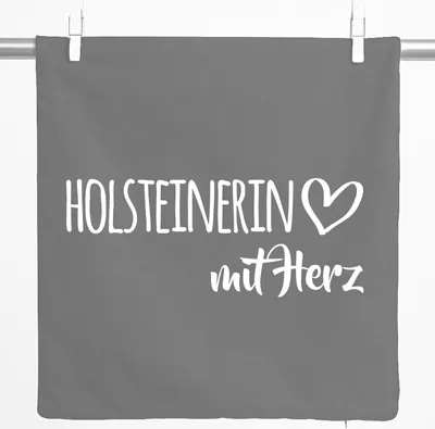 Produktbild von Huuraa Kissenbezug Holsteinerin mit Herz 40x40cm Steel Grey Baumwolle Dekokissenbezug Geschenkidee