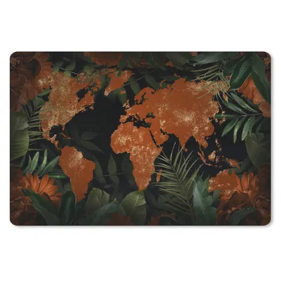 Produktbild von MuchoWow® Schreibtischunterlage Weltkarte - Gold - Pflanzen 60x40 cm - XXL Mauspad - Großes Mauspad