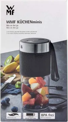 Produktbild von WMF KITCHENminis 0416700011, Standmixer, 0,3 l, 50 W, Schwarz, Edelstahl, Transparent