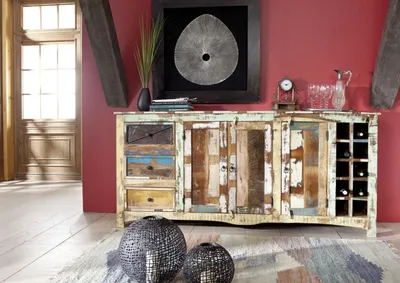 Produktbild von MASSIVMOEBEL24 Sideboard Altholz 193x45x90 mehrfarbig lackiert NATURE OF SPIRIT #15