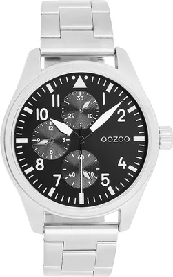Productafbeelding van Oozoo heren metalen polshorloge, zilverkleurig, model UOC11506, analoog quartz horloge
