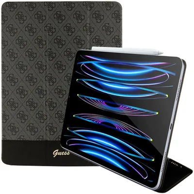 Produktbild von Hülle Guess Gufcp12Ps4Sgk Für Ipad Pro 12.9 - Schwarz 4G Streifen Allover