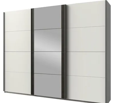 Immagine prodotto di Armadio ad ante scorrevoli Berna Armadio design selezionabile, bianco / acciaio grezzo, 225x64x210cm