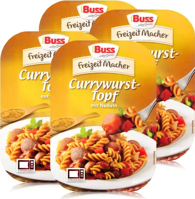 Produktbild von Buss Currywurst-Topf mit Nudeln 300g - Fertiggericht (4er Pack)