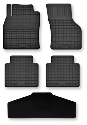 Productafbeelding van Rubberen automatten + tunnelmat voor Skoda Superb IV vanaf 2023 (stationwagen/liftback) – 5-delig, zwart, op maat – Wielganizator Semi-Universal