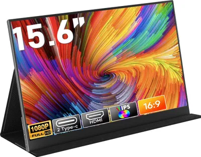 Produktbild von Portable Monitor, 15,6 Zoll Tragbarer Mobiler IPS Bildschirm, FHD 1920x1080 HDR USB C mit Type-C HDMI Anschluß, für Laptop/MacBook/PC/Xbox/PS/Switch