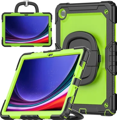 Obrázok produktu pre Pre Samsung Galaxy Tab A9 Plus skladacie outdoorové hybridné 360° puzdro s ramenným popruhom Čierna / zelená
